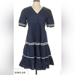 Cynthia Rowley Navy Mini Dress with White Zigzag Trim